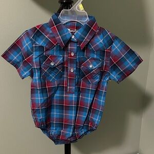Wrangler Kids Plaid Button-Down Shirt - Blue and Red